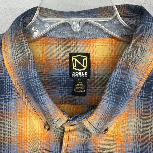 Noble Outfitters Orange Blue Long Sleeve Flannel Mens Size 3XLT - Picture 3 of 6